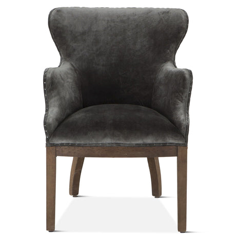 Elizabeth 25" Accent Armchair in Gray Velvet with Exposed Frame by Home Trends & Design at Eve Furniture