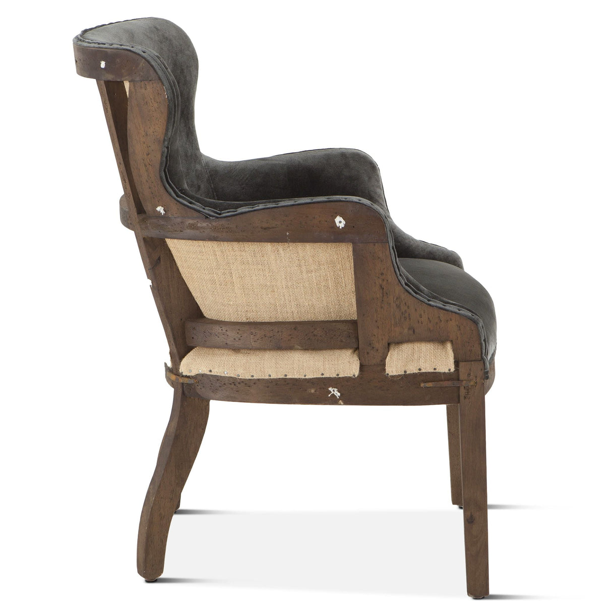 Elizabeth 25" Accent Armchair in Gray Velvet with Exposed Frame by Home Trends & Design at Eve Furniture