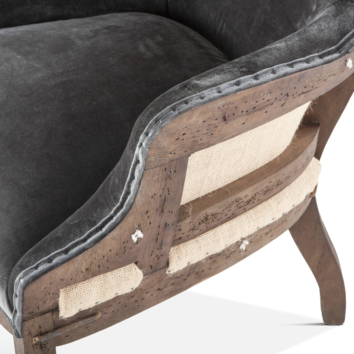 Elizabeth 25" Accent Armchair in Gray Velvet with Exposed Frame by Home Trends & Design at Eve Furniture