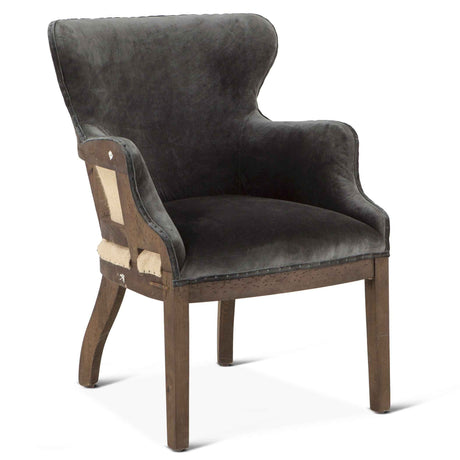 Elizabeth 25" Accent Armchair in Gray Velvet with Exposed Frame by Home Trends & Design at Eve Furniture
