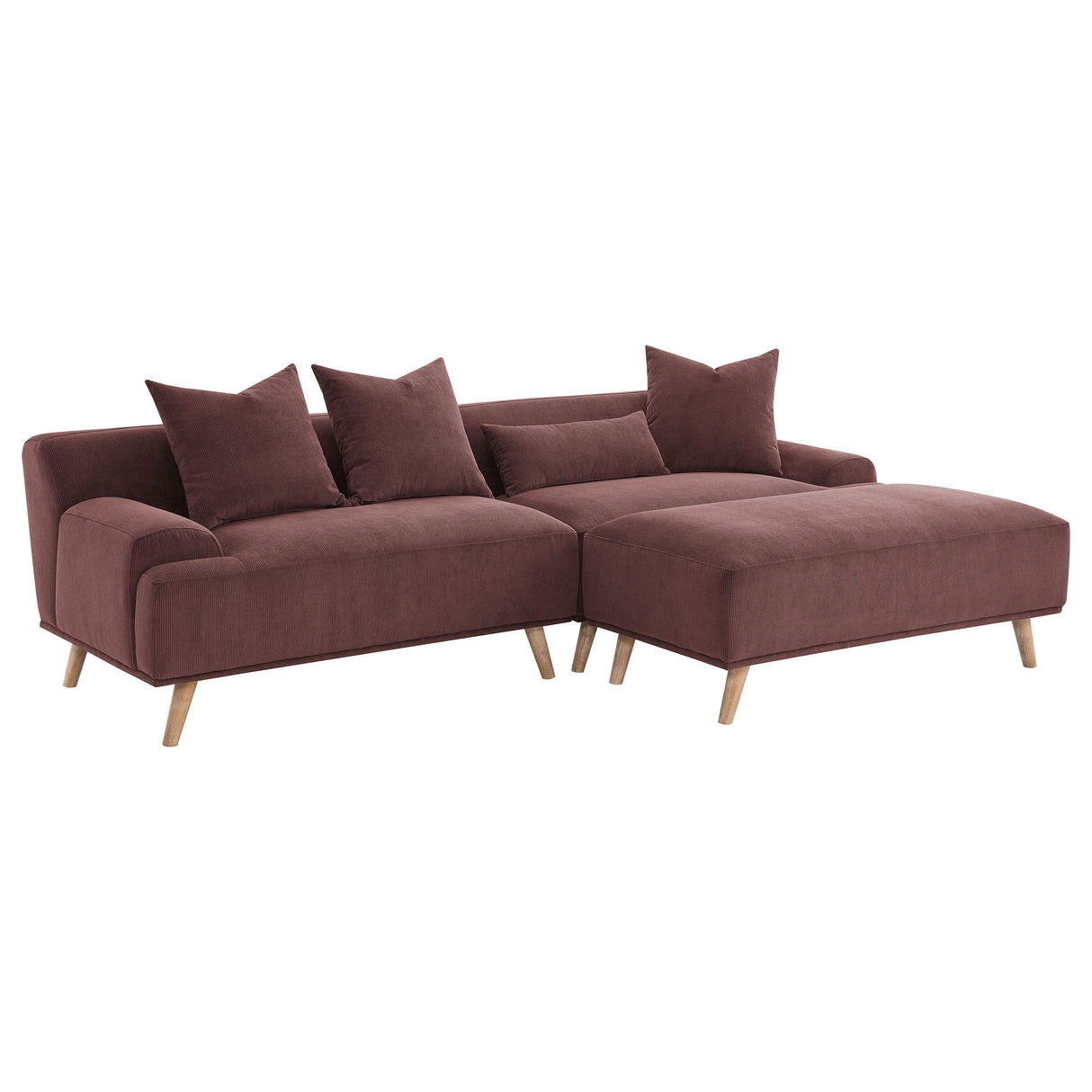 Elizabeth Wine Red Corduroy Upholstered Extra Long Sofa by Coaster at Eve Furniture