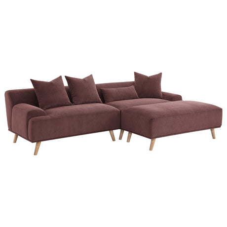 Elizabeth Wine Red Corduroy Upholstered Extra Long Sofa by Coaster at Eve Furniture