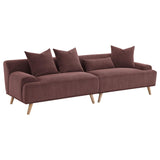 Elizabeth Wine Red Corduroy Upholstered Extra Long Sofa by Coaster at Eve Furniture