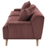 Elizabeth Wine Red Corduroy Upholstered Extra Long Sofa by Coaster at Eve Furniture