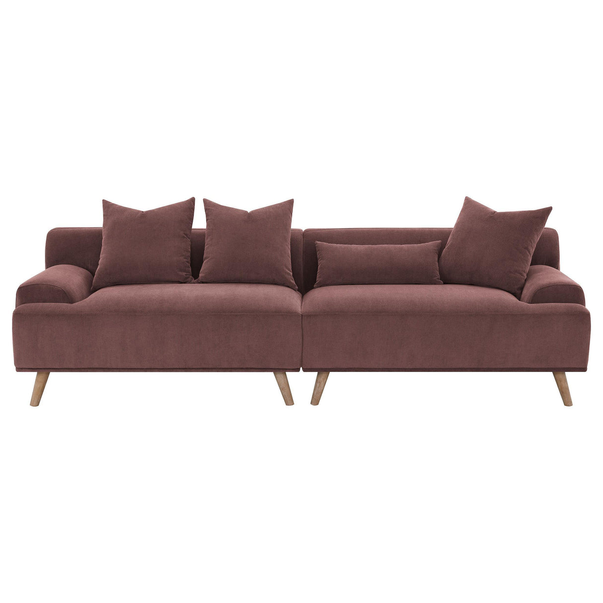 Elizabeth Wine Red Corduroy Upholstered Extra Long Sofa by Coaster at Eve Furniture