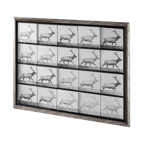 Elk Trotting by Eadweard Muybridge a Hand Embellished Textured Framed Art Print Matted under Glass by Mercana at Eve Furniture