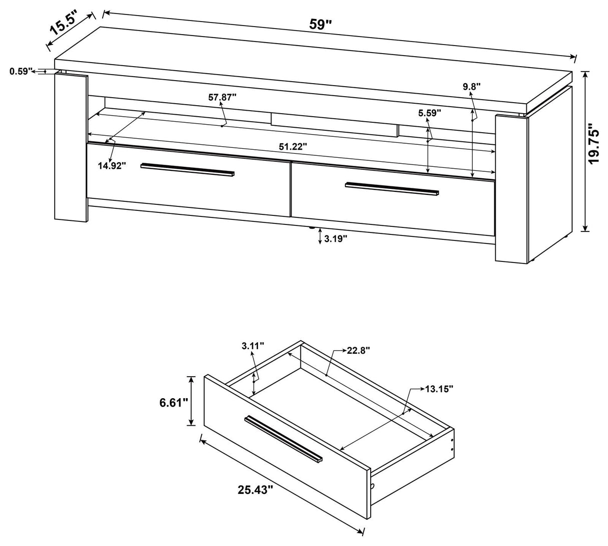 Elkton 2-Drawer TV Console Weathered Gray