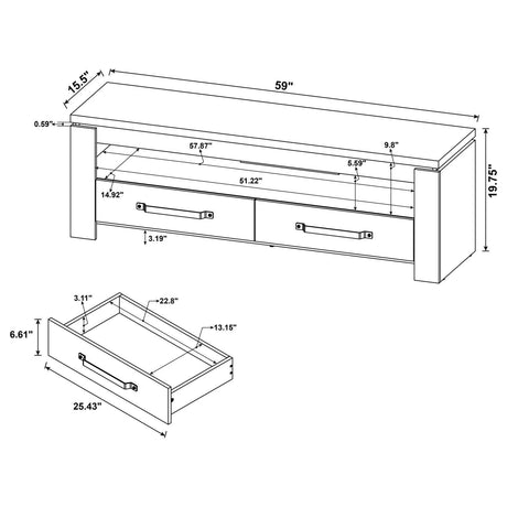 Elkton Mango 2-drawer Engineered Wood 59" TV Stand by Coaster at Eve Furniture