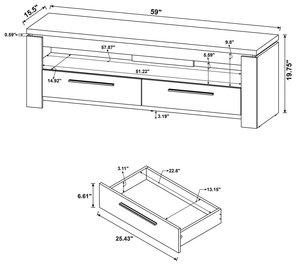 Elkton Weathered Gray 2-Drawer TV Console by Coaster at Eve Furniture