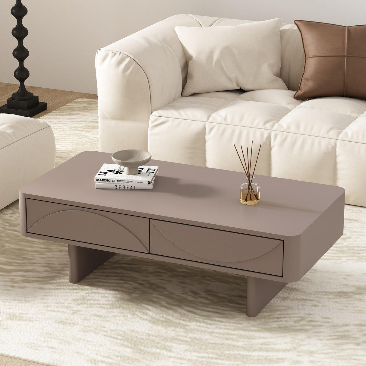 Ella 47.2" Coffee Table in Mocha by Manhattan Comfort at Eve Furniture