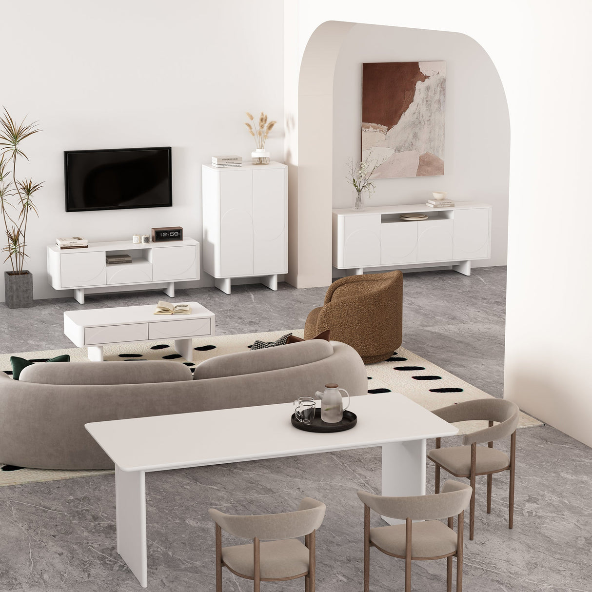 Ella 47.2" Coffee Table in White by Manhattan Comfort at Eve Furniture