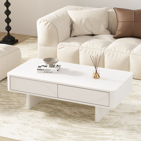 Ella 47.2" Coffee Table in White by Manhattan Comfort at Eve Furniture