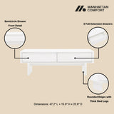 Ella 47.2" Coffee Table in White by Manhattan Comfort at Eve Furniture