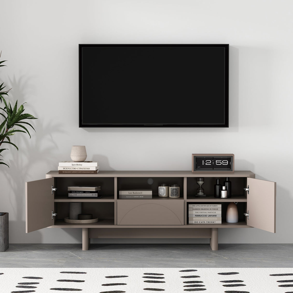 Ella 59" TV Stand in Mocha by Manhattan Comfort at Eve Furniture