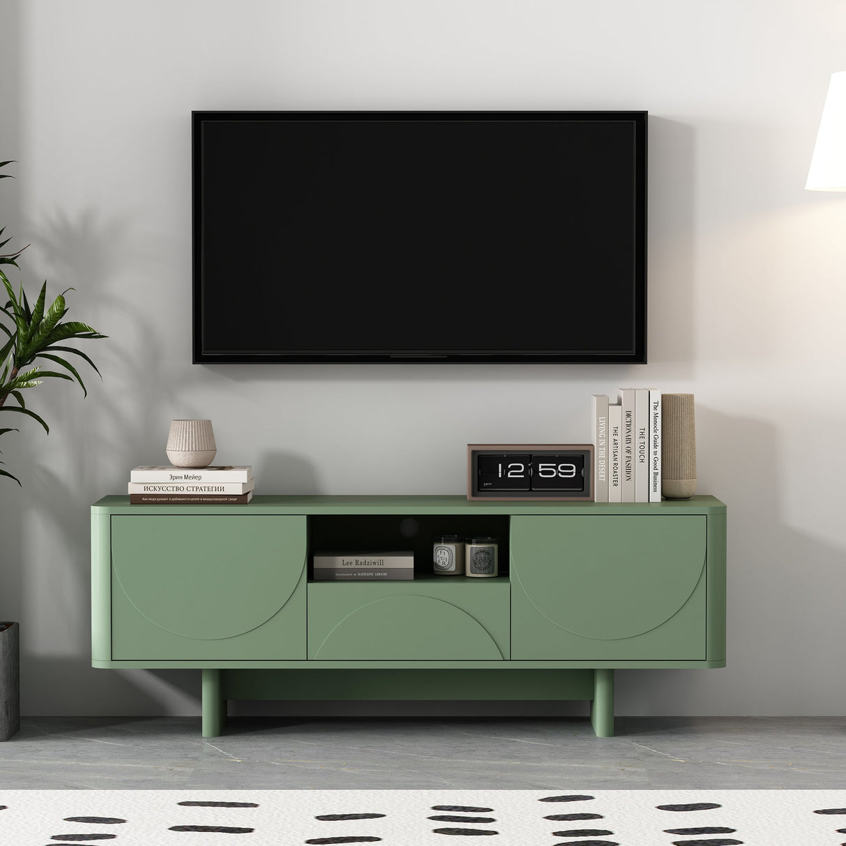 Ella 59" TV Stand in Sage Green by Manhattan Comfort at Eve Furniture