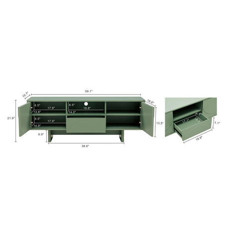 Ella 59" TV Stand in Sage Green by Manhattan Comfort at Eve Furniture