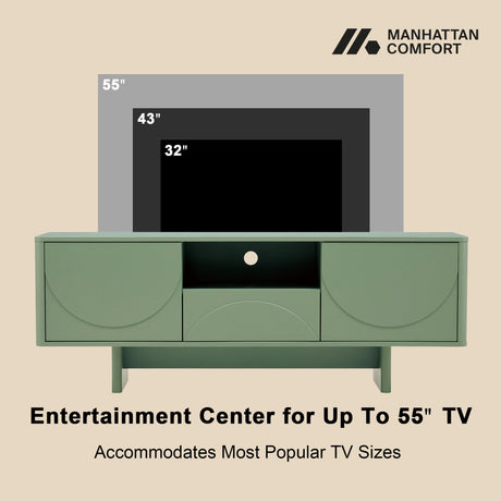 Ella 59" TV Stand in Sage Green by Manhattan Comfort at Eve Furniture