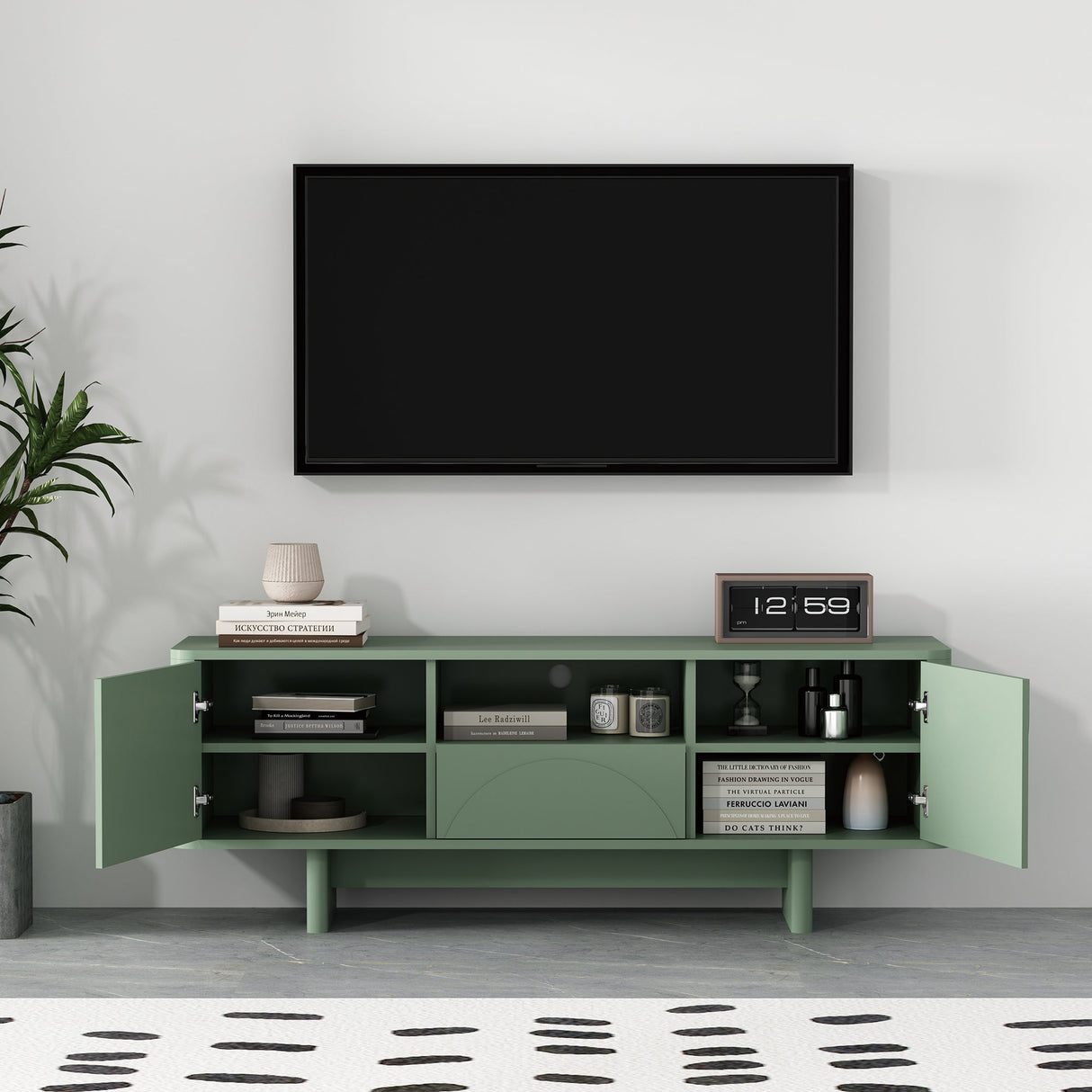 Ella 59" TV Stand in Sage Green by Manhattan Comfort at Eve Furniture
