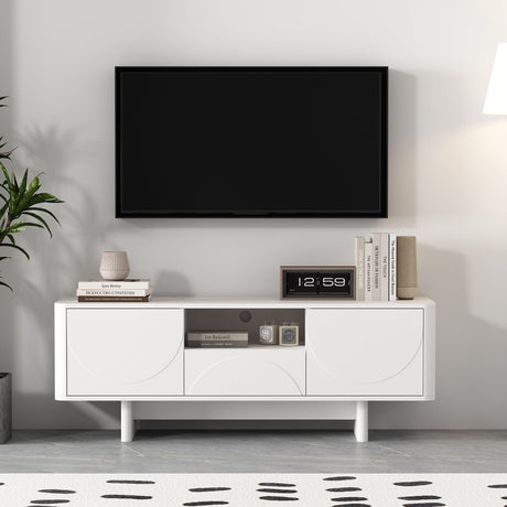 Ella 59" TV Stand in White by Manhattan Comfort at Eve Furniture