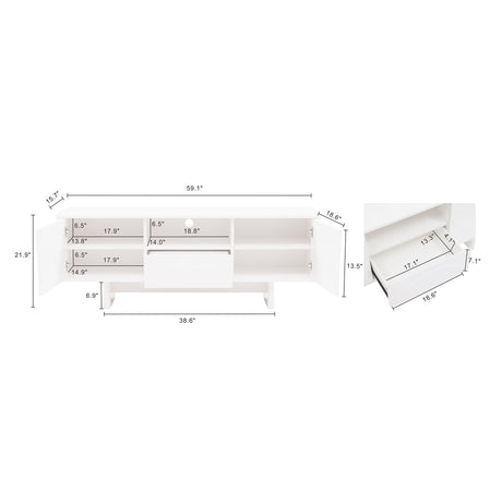 Ella 59" TV Stand in White by Manhattan Comfort at Eve Furniture