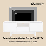 Ella 59" TV Stand in White by Manhattan Comfort at Eve Furniture