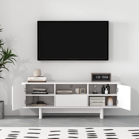 Ella 59" TV Stand in White by Manhattan Comfort at Eve Furniture