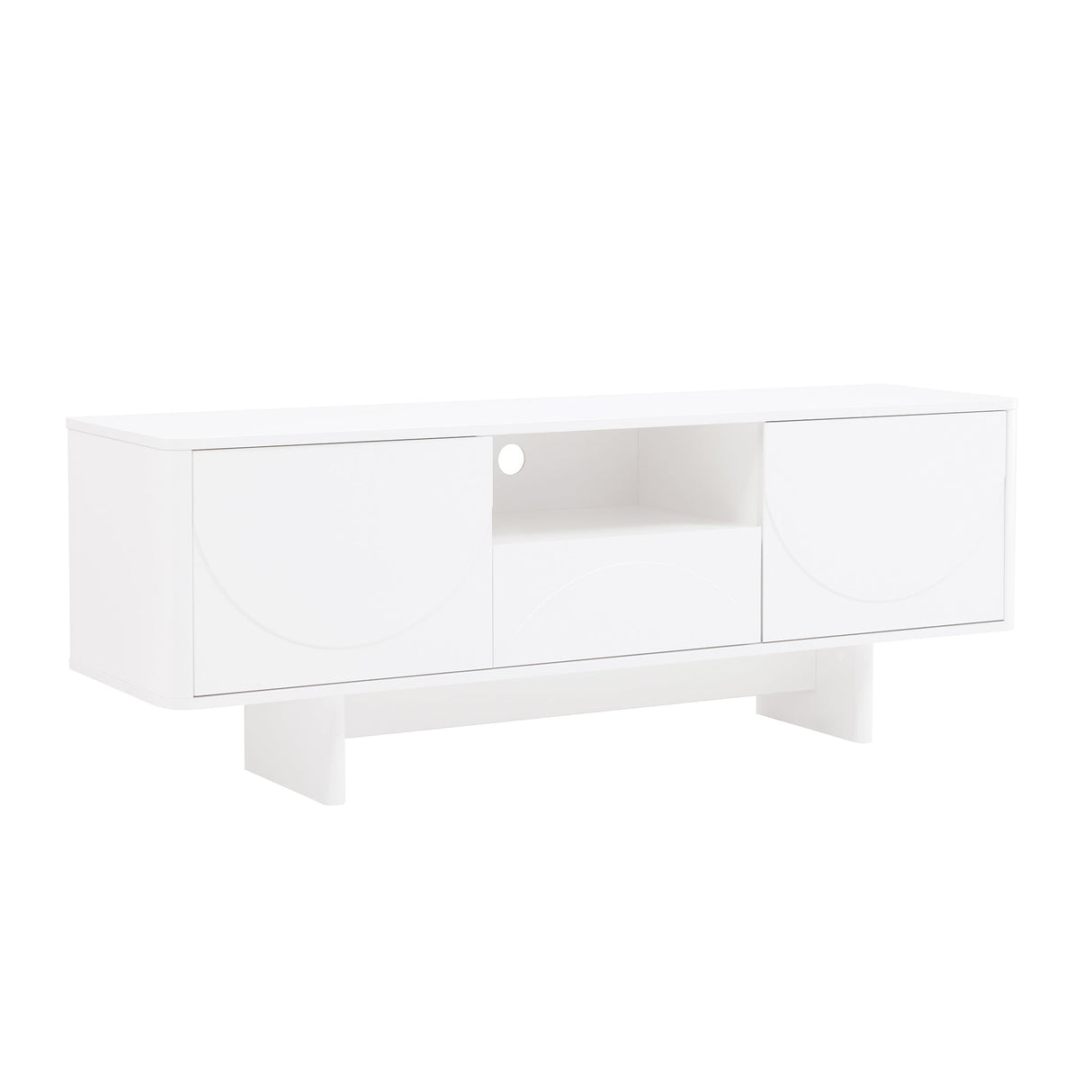 Ella 59" TV Stand in White by Manhattan Comfort at Eve Furniture