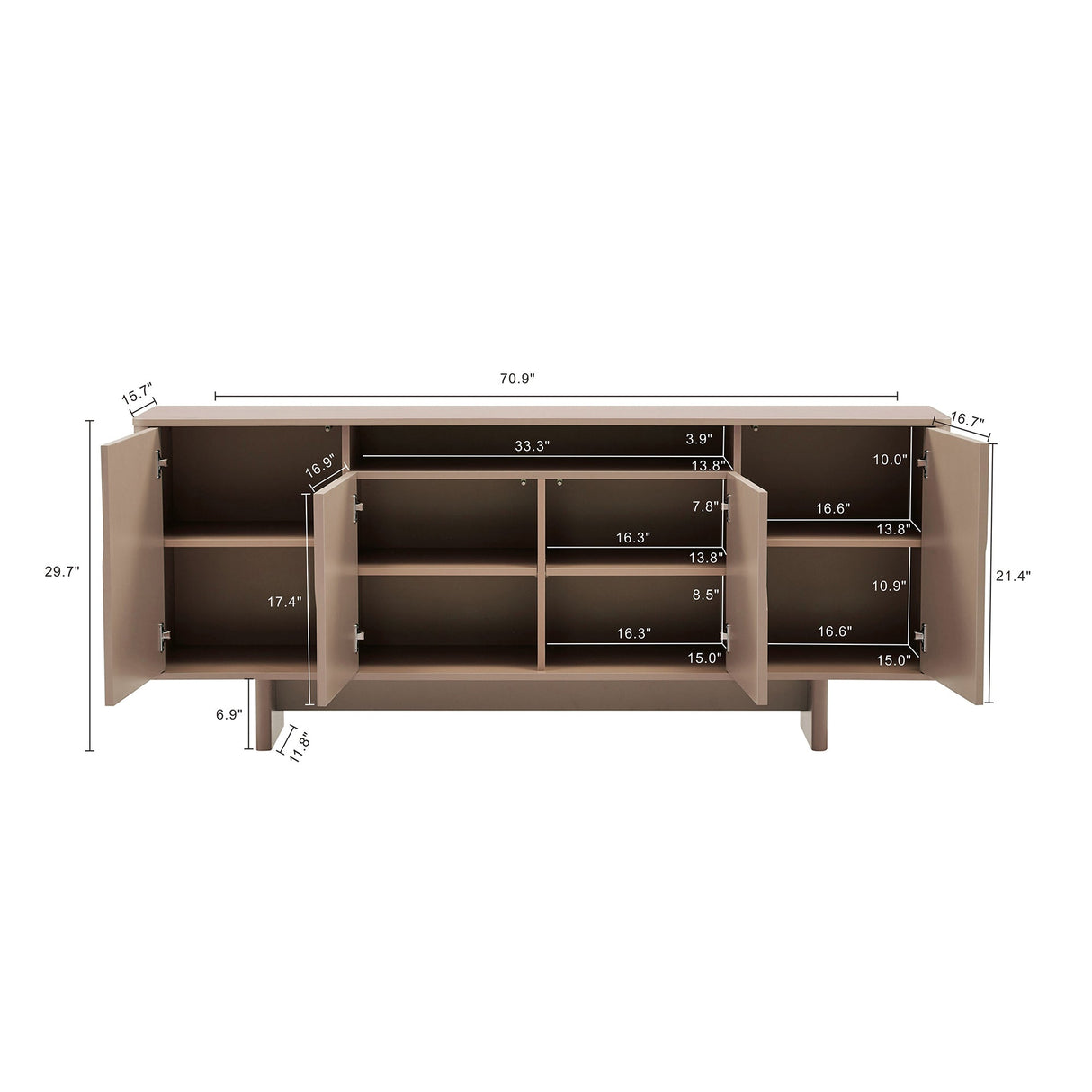 Ella 70.86" Sideboard in Mocha by Manhattan Comfort at Eve Furniture