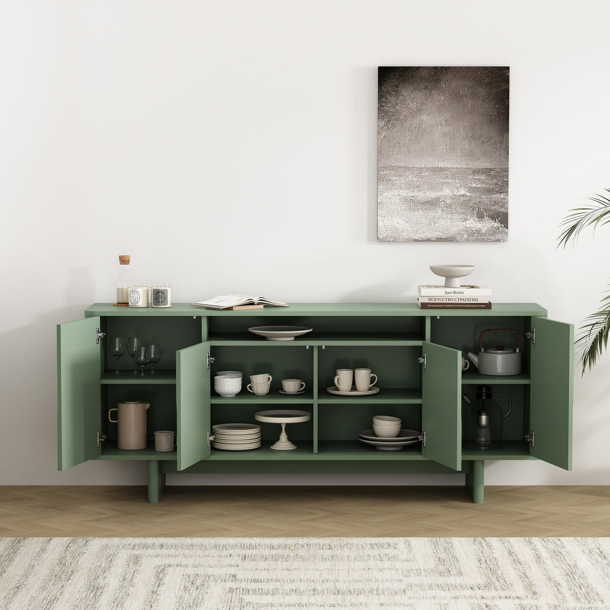 Ella 70.86" Sideboard in Sage Green by Manhattan Comfort at Eve Furniture
