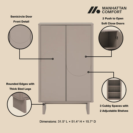Ella Accent Cabinet in Mocha by Manhattan Comfort at Eve Furniture