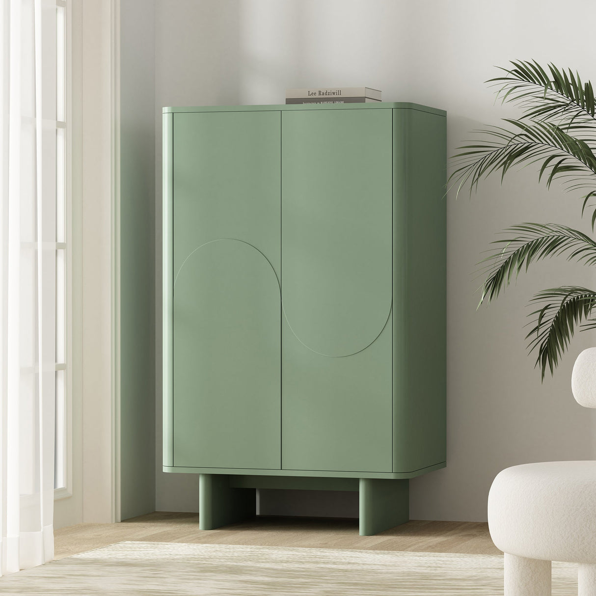Ella Accent Cabinet in Sage Green by Manhattan Comfort at Eve Furniture