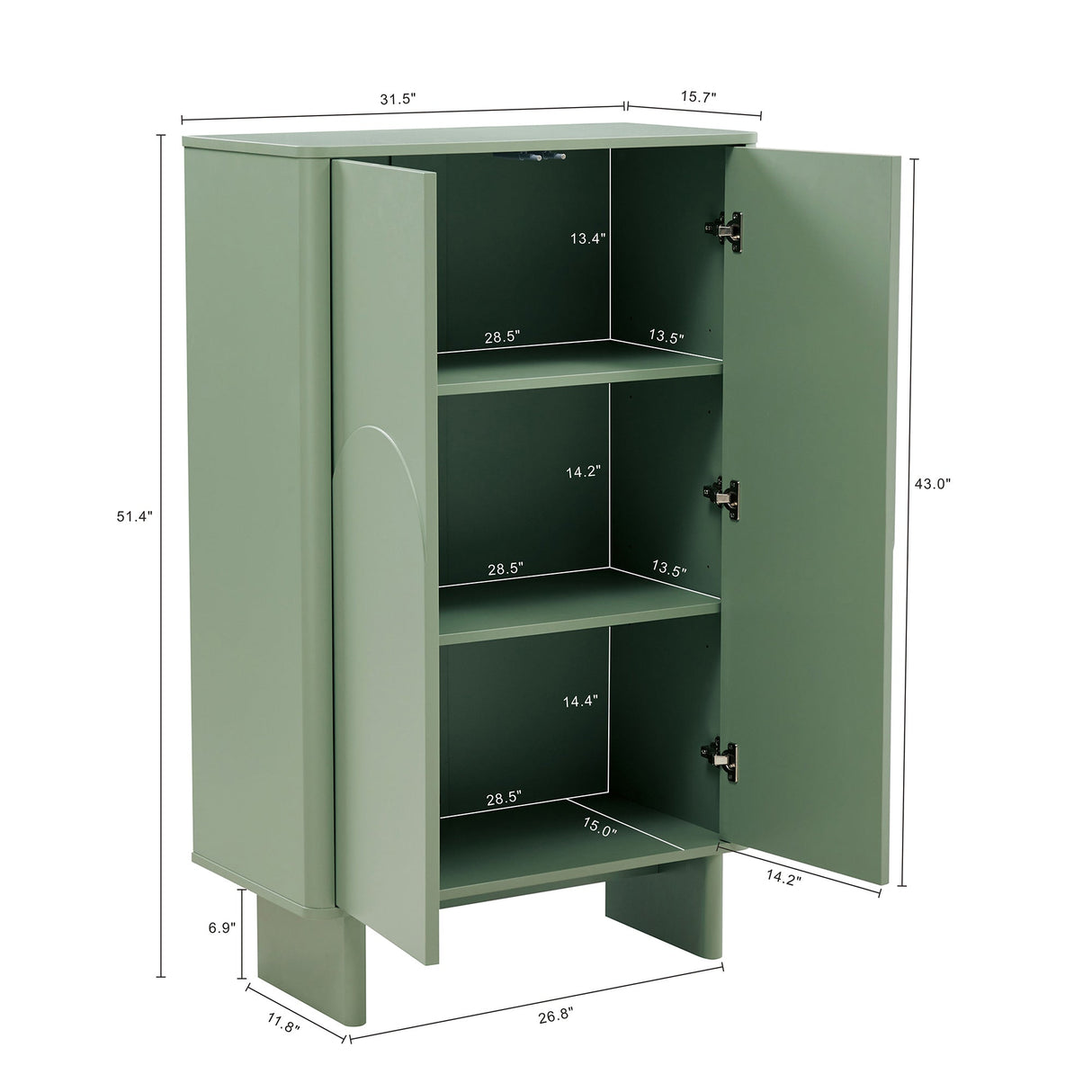 Ella Accent Cabinet in Sage Green by Manhattan Comfort at Eve Furniture