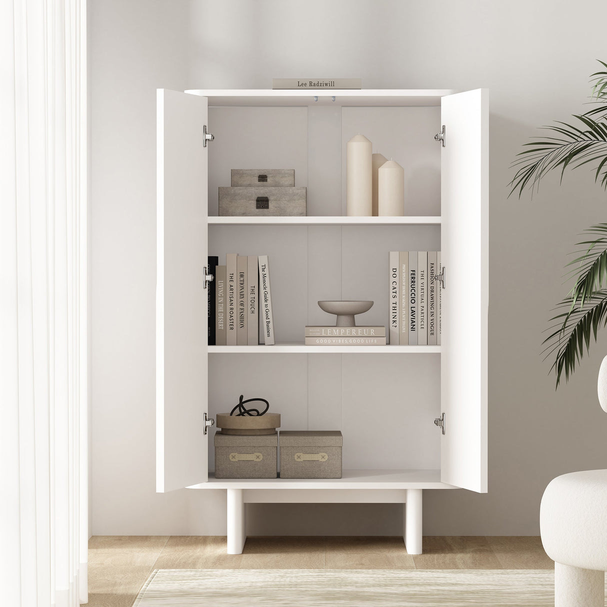 Ella Accent Cabinet in White by Manhattan Comfort at Eve Furniture