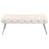 Ella Ivory Upholstered Tufted Bench Stainless Steel Legs by Coaster at Eve Furniture