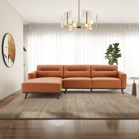 Ella L-Shaped Cognac PU Leather Left Sectional Couch by Ashcroft Furniture at Eve Furniture