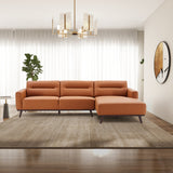 Ella L-Shaped Cognac PU Leather Right Sectional Couch by Ashcroft Furniture at Eve Furniture