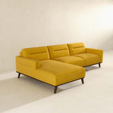 Ella L-Shaped Dark Yellow Linen Left Sectional Couch by Ashcroft Furniture at Eve Furniture