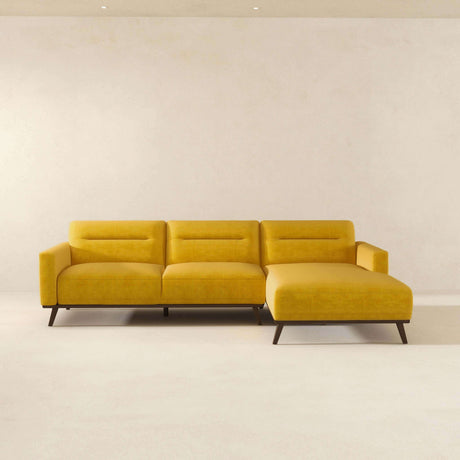 Ella L-Shaped Dark Yellow Linen Left Sectional Couch by Ashcroft Furniture at Eve Furniture