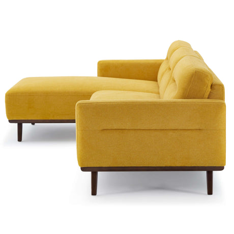 Ella L-Shaped Dark Yellow Linen Left Sectional Couch by Ashcroft Furniture at Eve Furniture