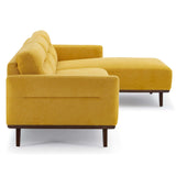 Ella L-Shaped Dark Yellow Linen Left Sectional Couch by Ashcroft Furniture at Eve Furniture