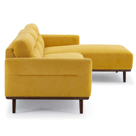 Ella L-Shaped Dark Yellow Linen Left Sectional Couch by Ashcroft Furniture at Eve Furniture