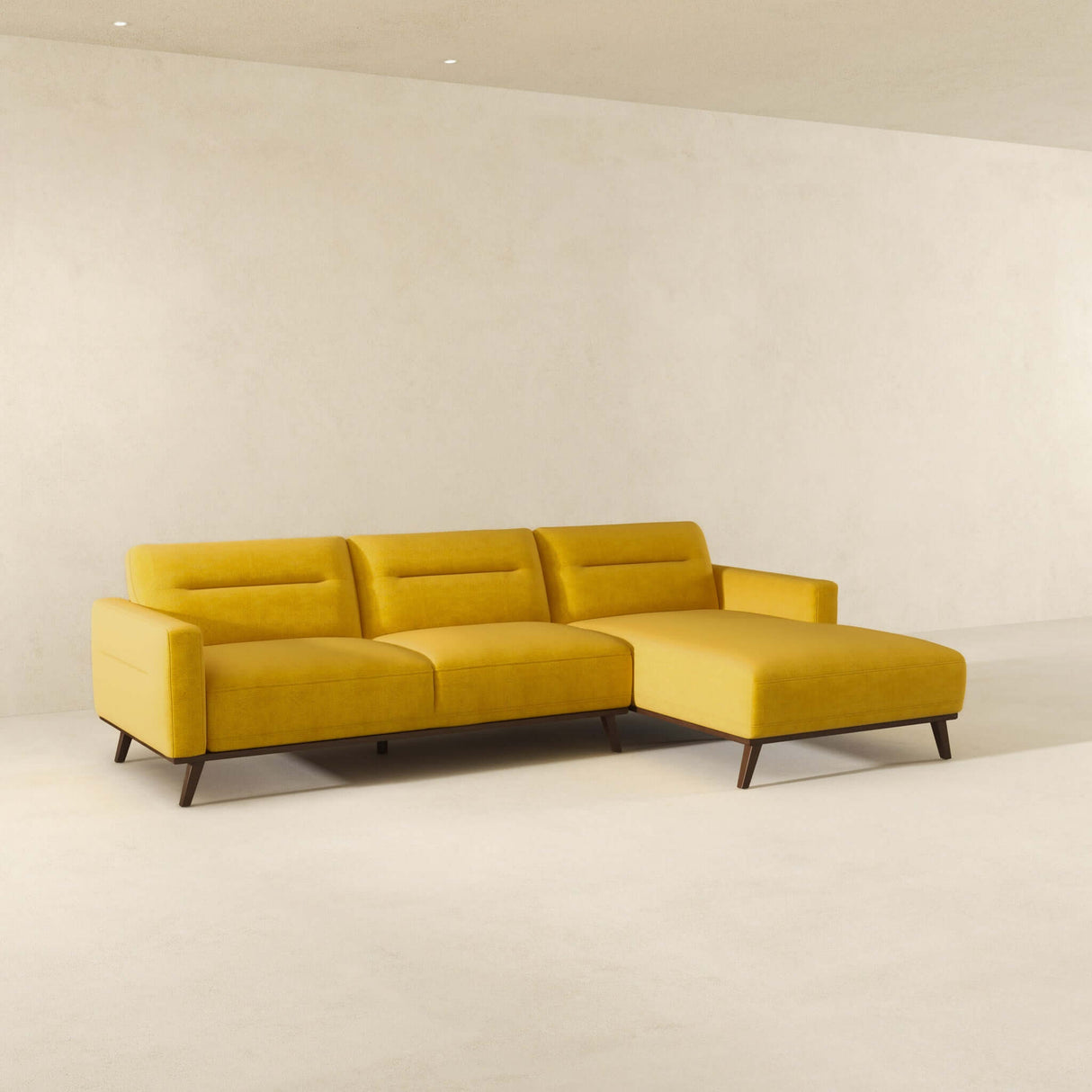 Ella Dark Yellow Linen LAF Chaise Sectional