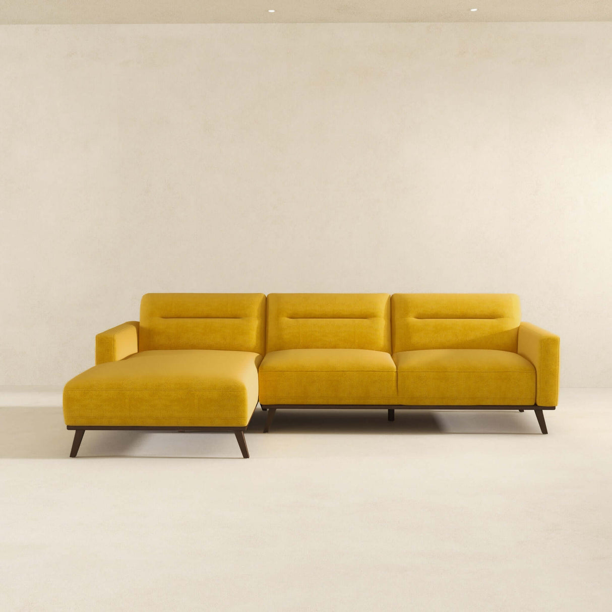 Ella Dark Yellow Linen LAF Chaise Sectional