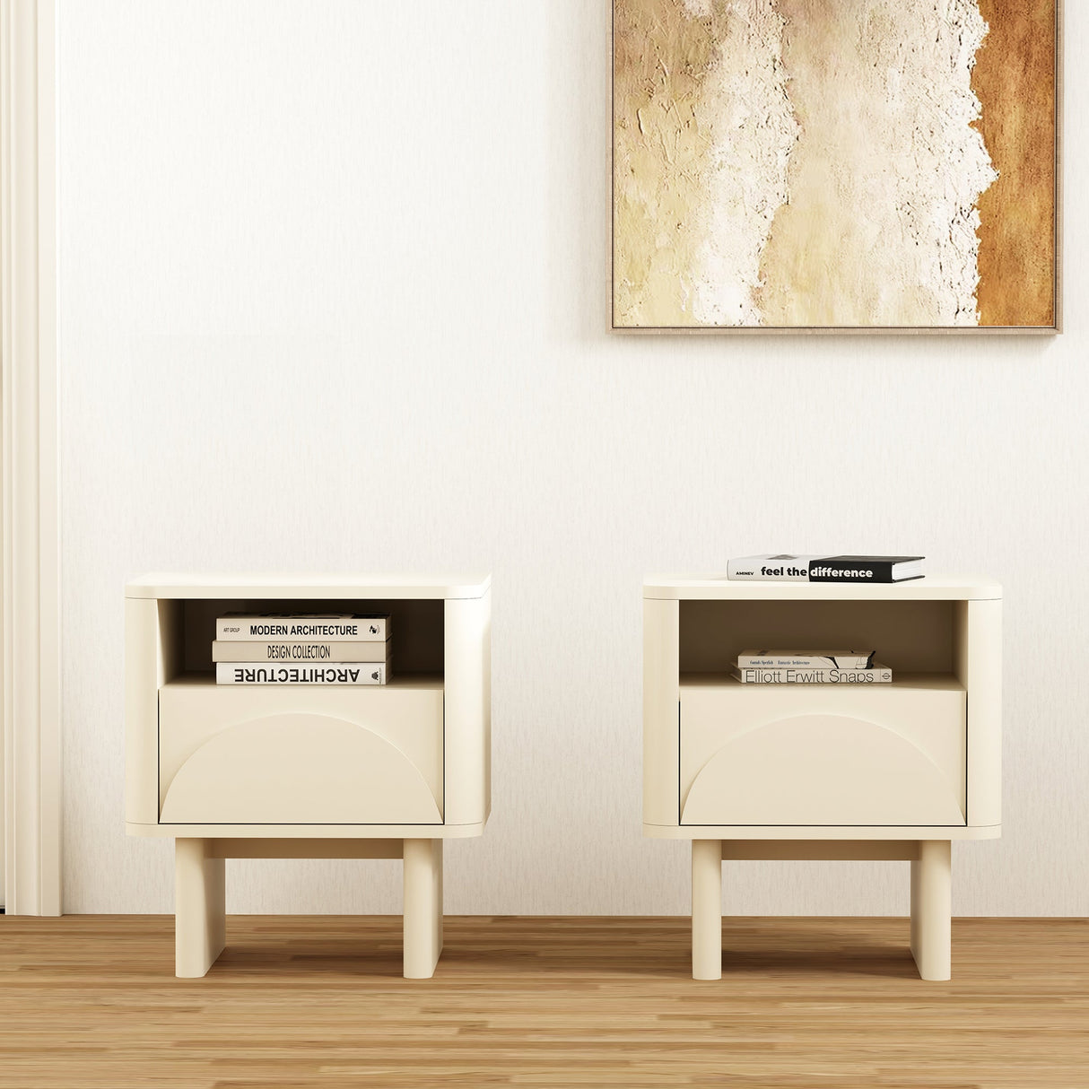 Ella Nightstand in Cream (set of 2) by Manhattan Comfort at Eve Furniture