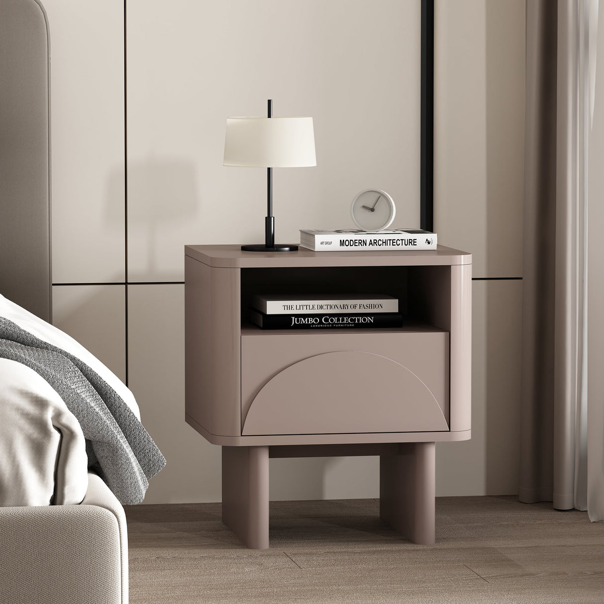 Ella Nightstand in Mocha by Manhattan Comfort at Eve Furniture