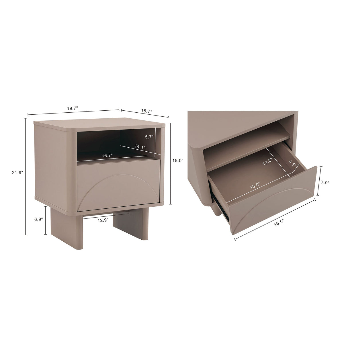 Ella Nightstand in Mocha by Manhattan Comfort at Eve Furniture