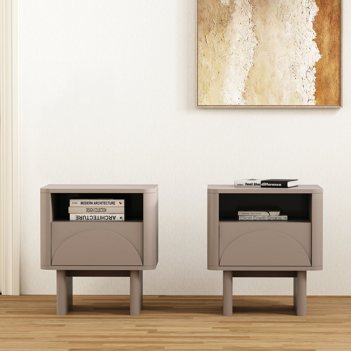 Ella Nightstand in Mocha (set of 2) by Manhattan Comfort at Eve Furniture