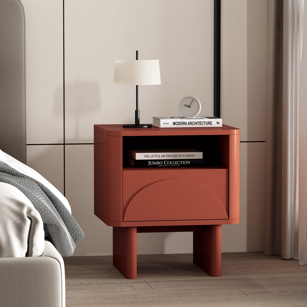 Ella Nightstand in Terracotta by Manhattan Comfort at Eve Furniture