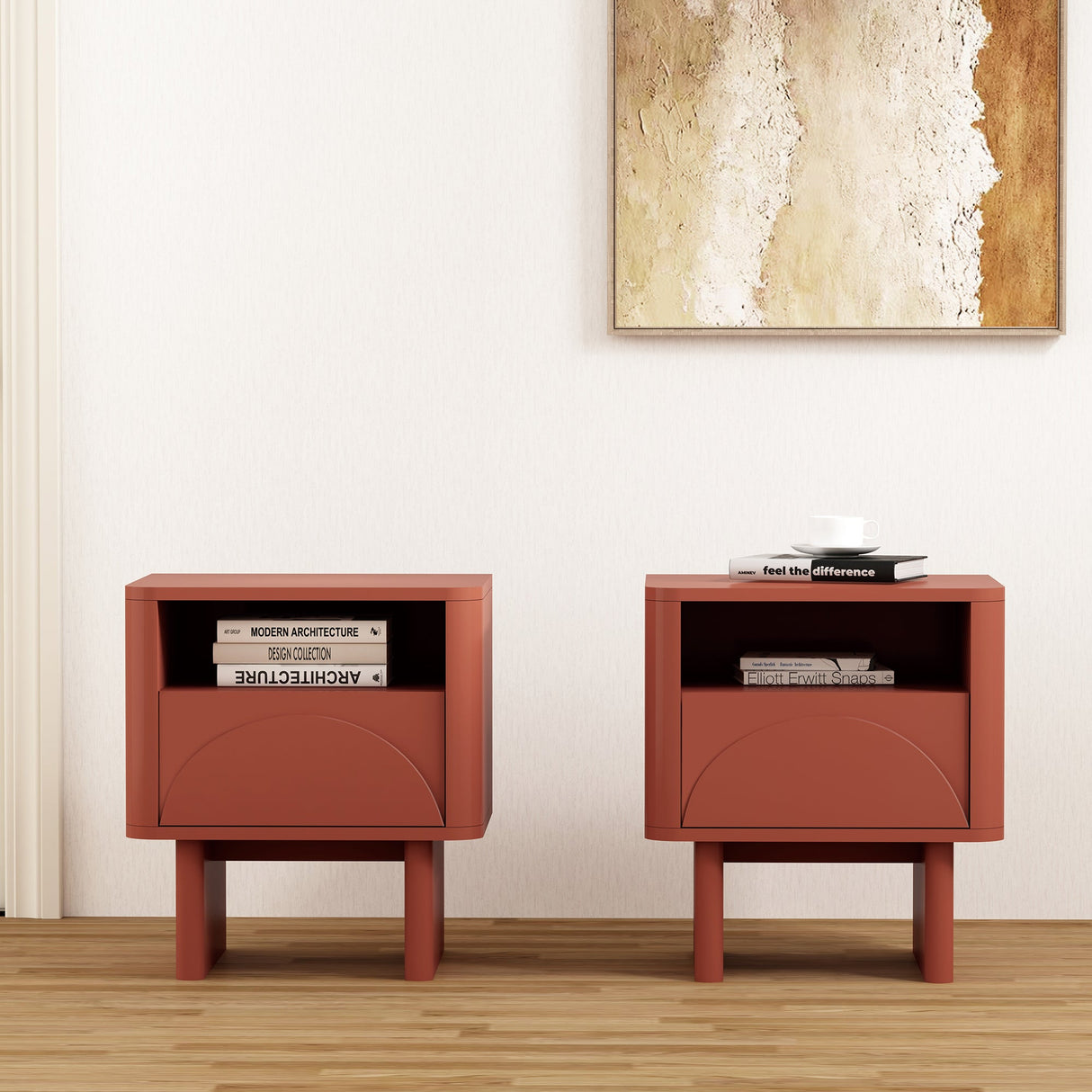 Ella Nightstand in Terracotta (set of 2) by Manhattan Comfort at Eve Furniture