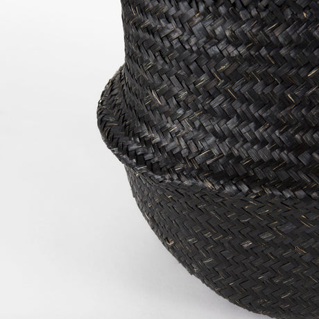 Ella (Set of 3) Black Seagrass Basket W/ Light Brown Handles by Mercana at Eve Furniture